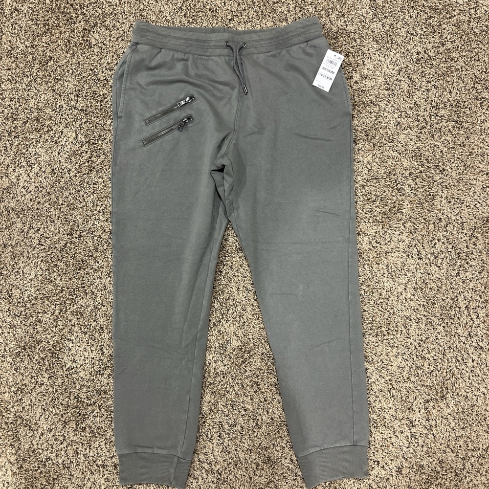 Gray Jogger Pants with Zipper Pockets